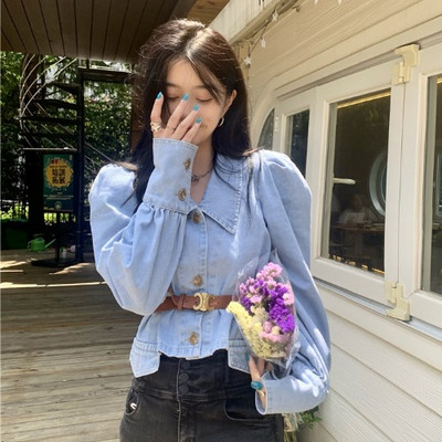 Geaca de dama moderna din denim cu nasturi model slim