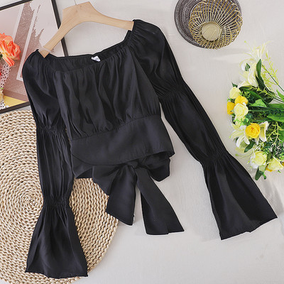 Cămașă de damă cu decolteu barcă și panglică