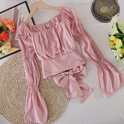 Cămașă de damă cu decolteu barcă și panglică