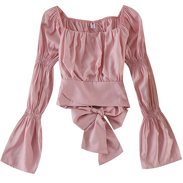 Cămașă de damă cu decolteu barcă și panglică