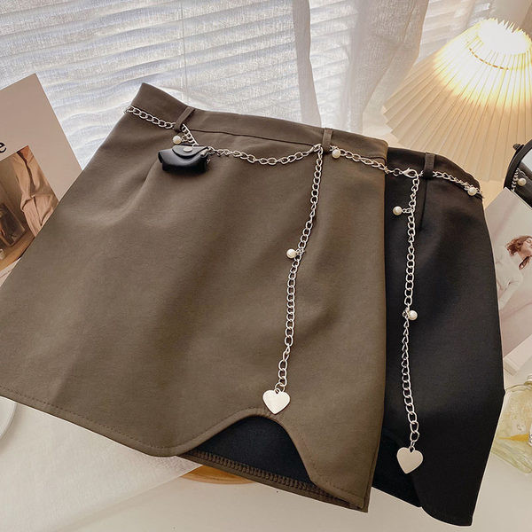 Fusta scurta de dama cu curea in doua culori