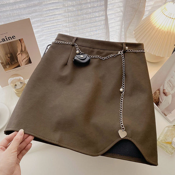 Fusta scurta de dama cu curea in doua culori