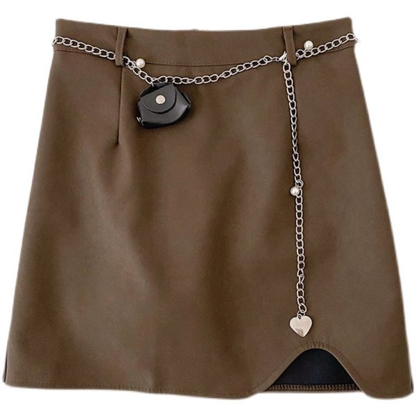 Fusta scurta de dama cu curea in doua culori