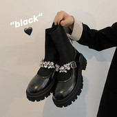 Cizme sosete dama cu pietre decorative si catarama metalica