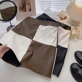 Fusta din piele model nou cu talie inalta in doua culori