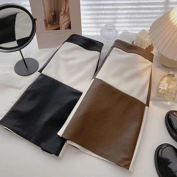 Fusta din piele model nou cu talie inalta in doua culori