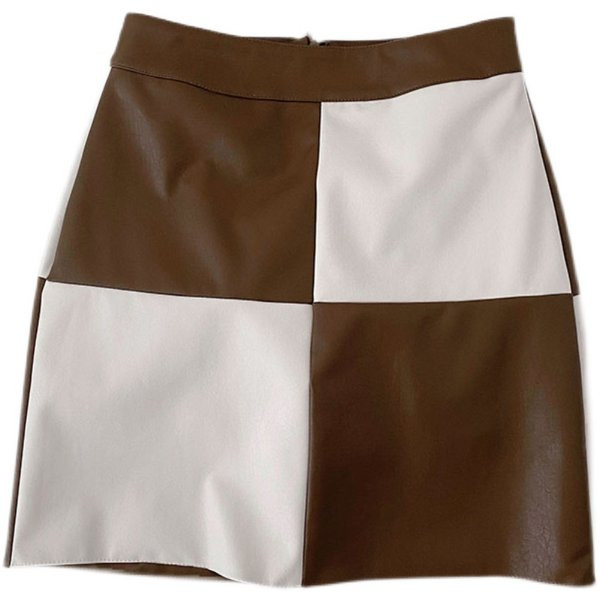 Fusta din piele model nou cu talie inalta in doua culori
