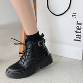 Cizme de dama doua modele cu sireturi si catarama metalica