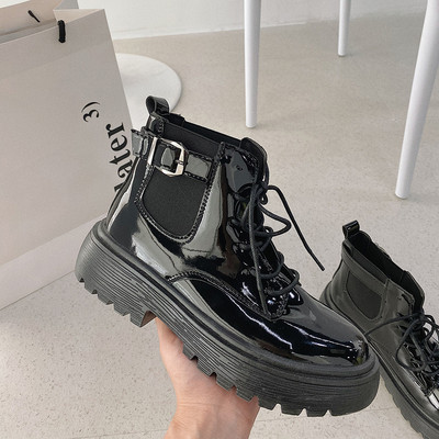 Cizme de dama doua modele cu sireturi si catarama metalica