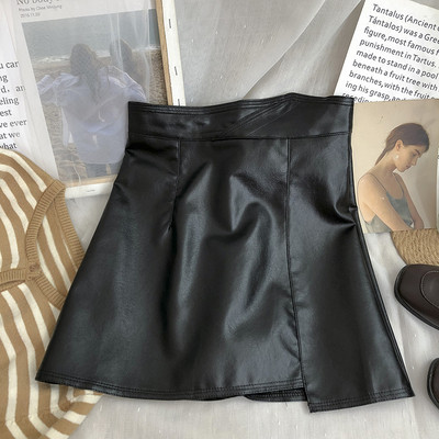 Fusta din piele cu talie inalta