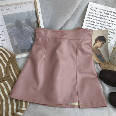 Fusta din piele cu talie inalta