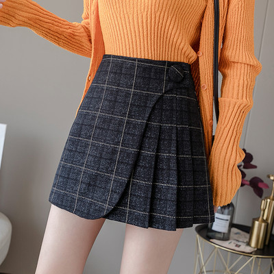 Fusta scurta dama cu talie inalta - culoare gri