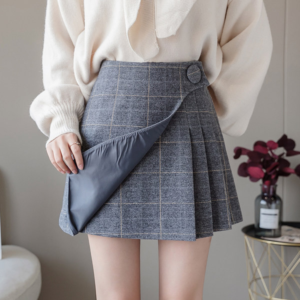 Fusta scurta dama cu talie inalta - culoare gri