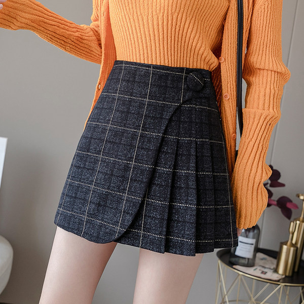 Fusta scurta dama cu talie inalta - culoare gri