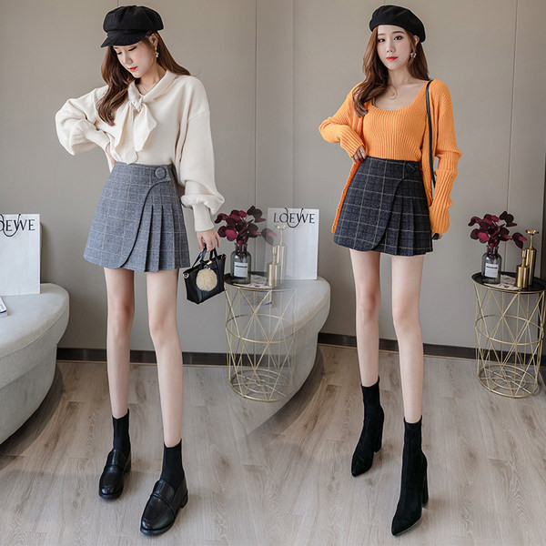 Fusta scurta dama cu talie inalta - culoare gri