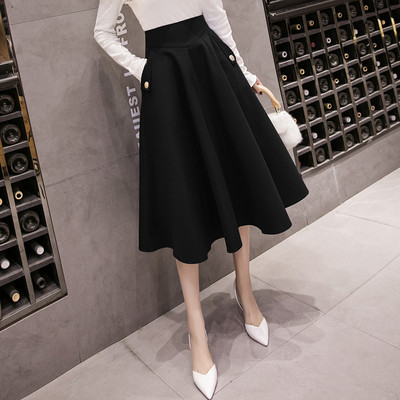 Дамска модерна пола с висока талия и джобове 