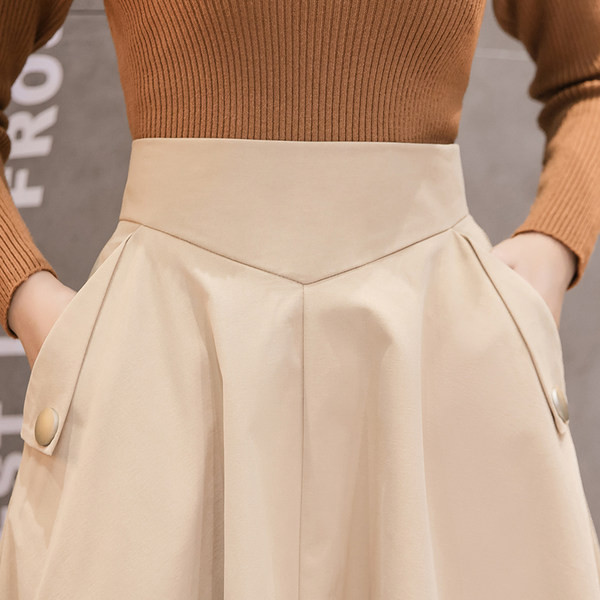 Fusta de dama moderna cu talie inalta si buzunare