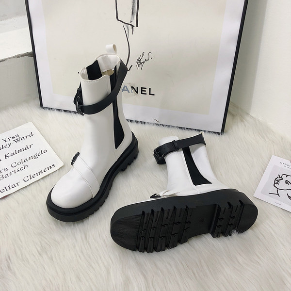 Cizme de dama din piele ecologica cu catarama metalica si talpa aspra