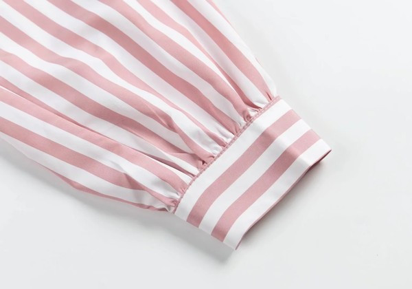 Cămașă de toamnă în dungi cu nasturi și buzunar