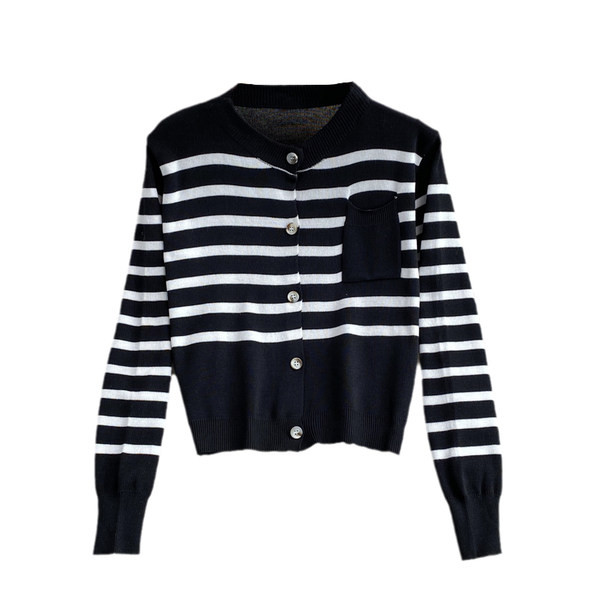 Vesta casual de dama cu nasturi alb-negru