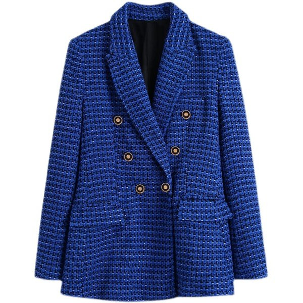 Geaca de toamna in carouri cu nasturi pentru femei