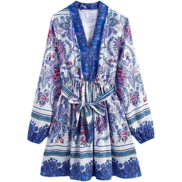 Rochie scurtă cu curea în talie și model floral