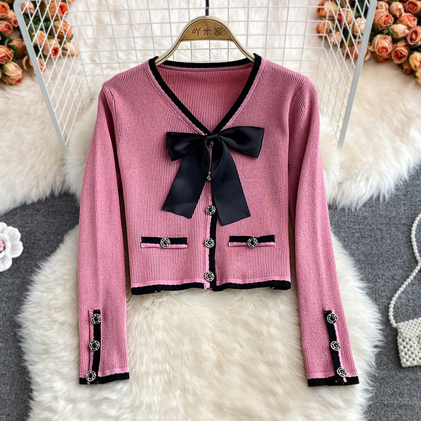 Vesta casual dama cu panglica si maneci lungi