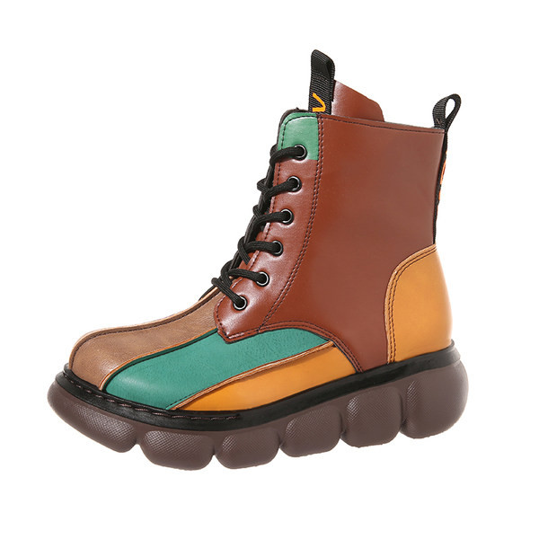 Cizme de dama colorate cu sireturi si talpa plata