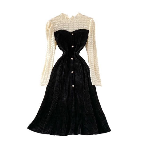 Rochie de dama din catifea cu maneci lungi