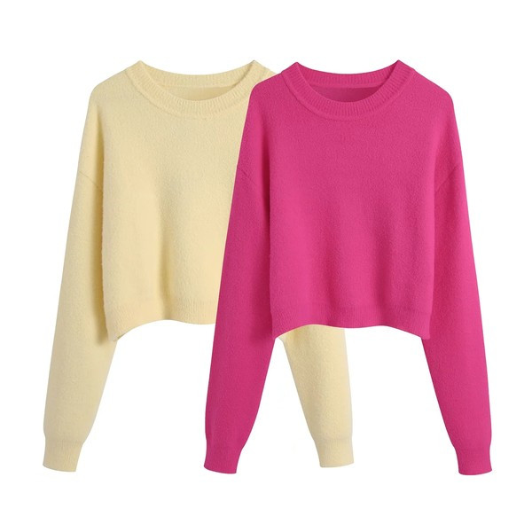 Pulover scurt de toamna din tricotat subtire