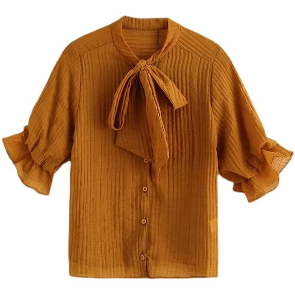 Cămașă casual de damă cu mâneci scurte și bucle