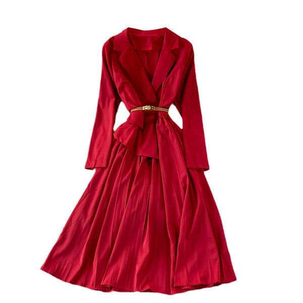 Rochie moderna de dama cu curea si decolteu spitz - culori diferite