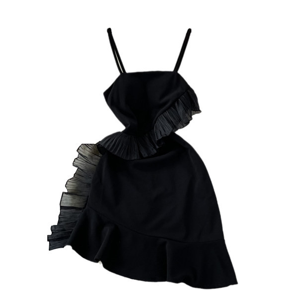 Rochie moderna de dama cu bucle si bretele subtiri