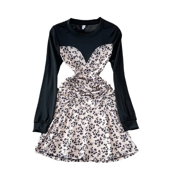 Rochie moderna de dama cu decolteu rotund si maneci lungi