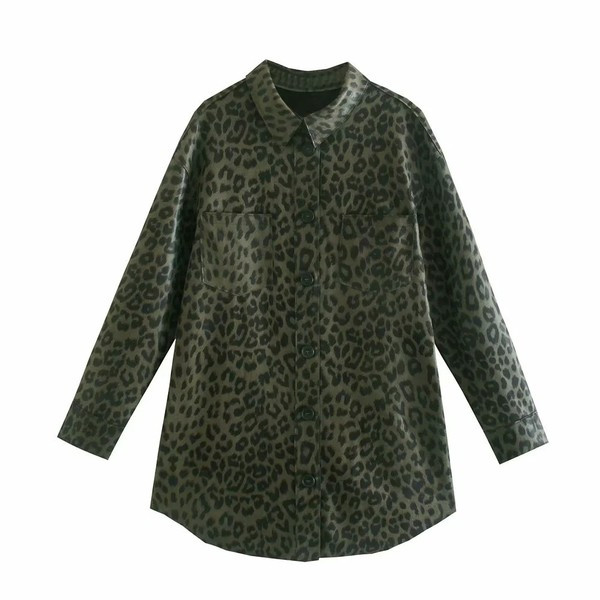 Cămașă largă de toamnă cu model animal