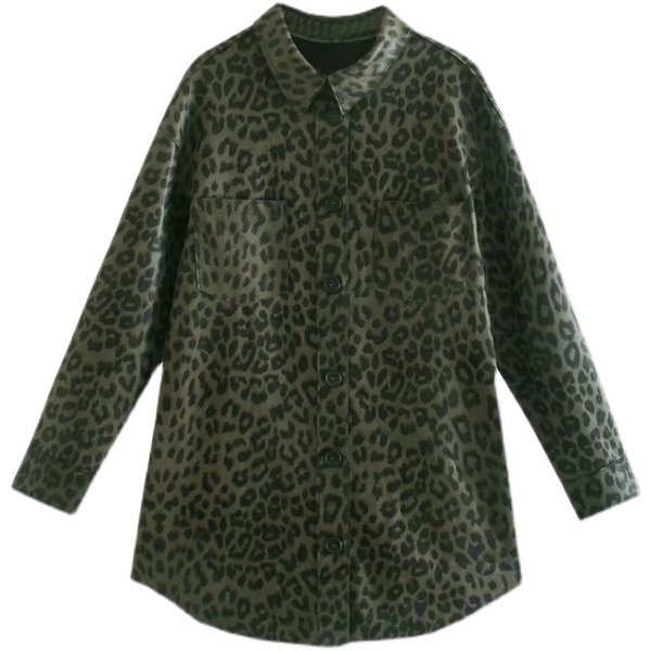 Cămașă largă de toamnă cu model animal