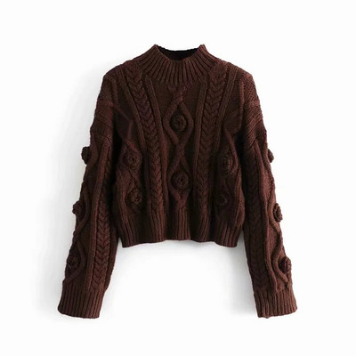 Νέο μοντέλο πουλόβερ φθινόπωρο-χειμώνας σε καφέ χρώμα