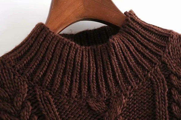Model nou pulover toamna-iarna de culoare maro