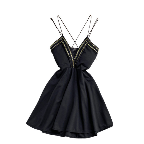 Дамска модерна рокля с дълбоко деколте и тънки презрамки 