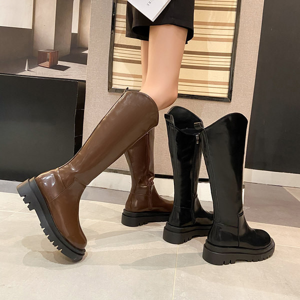 Cizme casual din piele cu fermoar