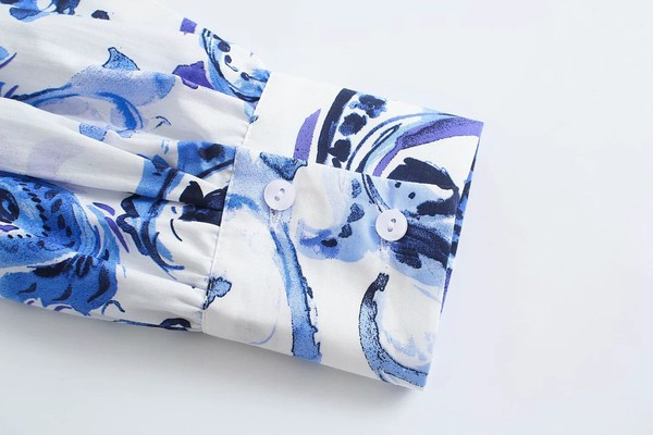 Cămașă lată de toamnă cu model colorat