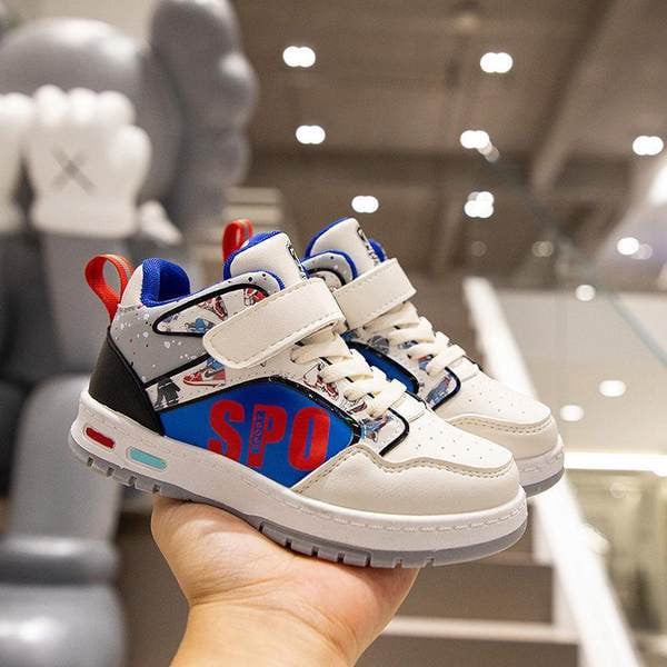 Tenisi inalti pentru copii pentru baieti cu velcro si cravate