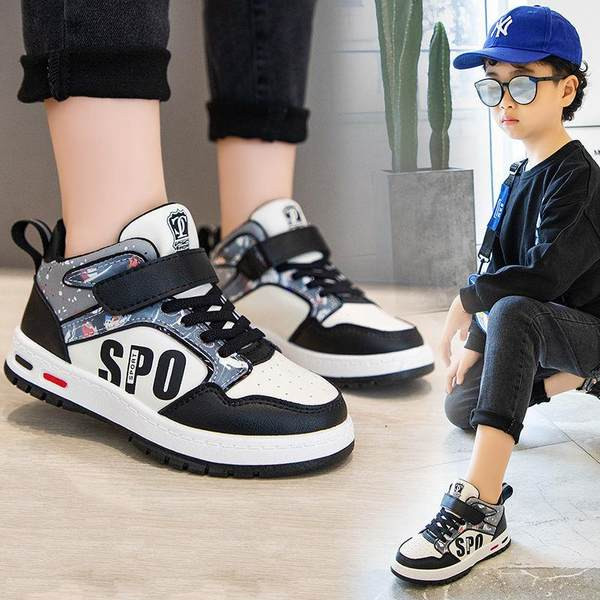 Tenisi inalti pentru copii pentru baieti cu velcro si cravate