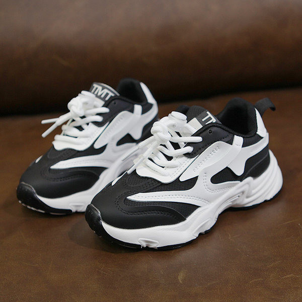 Tenisi copii din piele ecologica si material textil cu sireturi