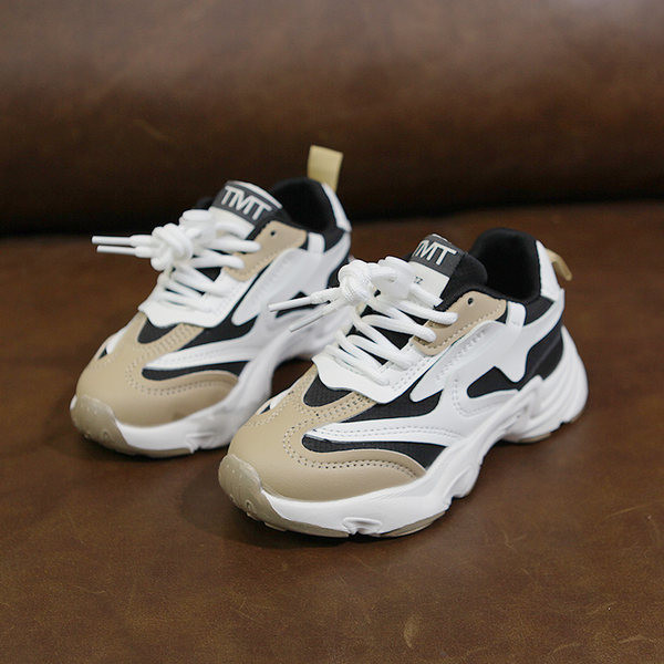 Tenisi copii din piele ecologica si material textil cu sireturi