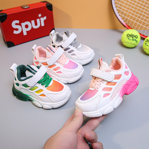 Adidași pentru copii colorați cu autocolante și talpă plată - trei culori