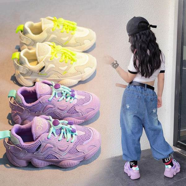 Model nou de adidași sport pentru fete cu talpă aspră și șireturi