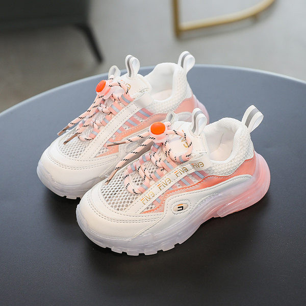 Tenisi copii eleganti cu plasa si sireturi pentru fete