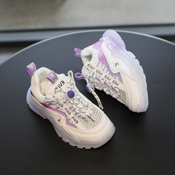 Tenisi copii eleganti cu plasa si sireturi pentru fete