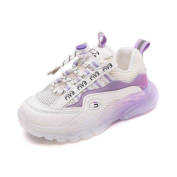 Tenisi copii eleganti cu plasa si sireturi pentru fete